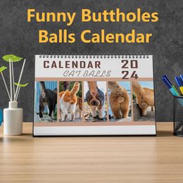 Calendar 2024 Small Cats Buttholes Balls Calendar Hilarious Hangable Monthly Cats Calendar 11.4x8.26in Gift for Teens Friends Coworkers 231118