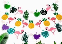 Hawaiian Tropical Flamingo Pineapple Banner Felt Flag Garland Bunting Summer Party Wedding Christmas hen night baby shower Decorat1580681