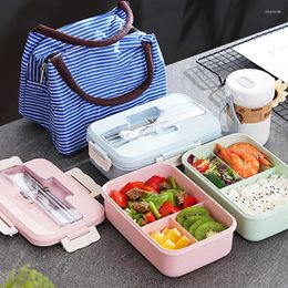 Dinnerware Sets Children's Bento Box With Compartmented Wheat Portable Straw Container Kitchen Accessories