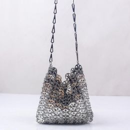 Evening Bags 2023 Metalic Sequined Shoulder Bag Handmade Designer Aluminium Sheet Crossbody Ladies Luxury Party Wedding