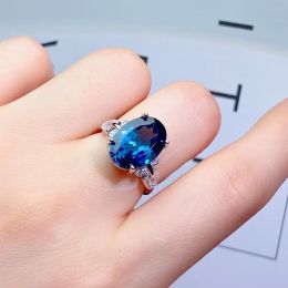 Natural London Blue Topaz Ring for Party 10mmx14mm VVS Grade 6ct Topaz 925 Silver Jewelry for Woman