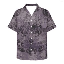 Men's Casual Shirts European Style Vintage Luxury Rococo Pattern Hawaiian Shirt Men Summer Short Sleeve Button Blouse Top Loose Camisa