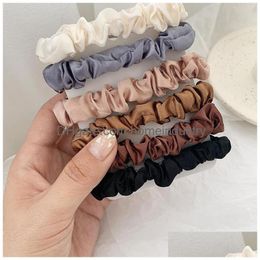 Party Favor 6Pcs Fashion Scrunchie Hairbands Solid Color Satin Elastic Ponytail Hair Ties Gift Headband For Women Girls Favors 2 2Yq Dhxvk