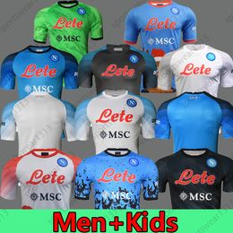 2023 2024 Napoli Soccer Jerseys Maglietta Osimhen Insigne 23 24 Nápoles Politano di Lorenzo Maglia Mertens Verdi Milik Men / Kids Kit Circhas de futebol