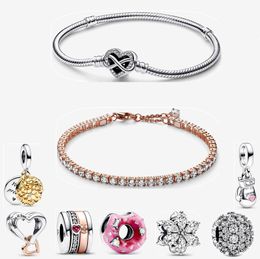 925 Sterling Silver charms Bracelets Heart Diamond Snake Bone Chain DIY fit Pandorade Bracelet Necklace Pendant Beads Women Holiday Designer Jewellery Gift