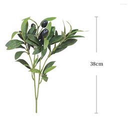 Decorative Flowers 1 Branch Beautiful Simulation Olive Clear Veins Artificial Green Leaf Realistic Looking Create Vitality