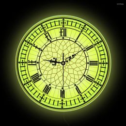 Wall Clocks Clock Of Elizabeth Tower Big Ben LED Lighting Bedside Lamp For Bedroom Retro British Home Decor Luminous Watch