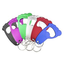 Aluminium Alloy Foot Shape Bottle Opener with Keychain Key Tag Chain Ring Accessories G0419