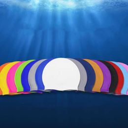Swimming caps New Silicone Waterproof Ear Protection Swimming Cap Adult Diving Cap Swimming Equipment Silicone P230418