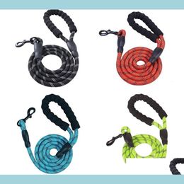 Dog Collars Leashes Nylon Pet Lead Puppy Walking Running Slip Collar Rope Strap Training Reflective 150Cm Length Suits Medium Bree Dhv3Z