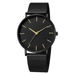 Wristwatches Minimalist Men Wristwatch Ultra Thin Watches Simple Reloj Hombre Quartz Watch Stainless Steel Mesh Belt RelogioWristwatches WrW