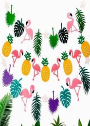 Hawaiian Tropical Flamingo Pineapple Banner Felt Flag Garland Bunting Summer Party Wedding Christmas hen night baby shower Decorat4858356