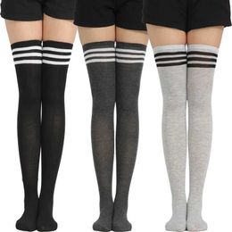 5 PC Socks Hosiery Sexy Thigh High Nylon Stockings Cute Over Knee Socks Girls Black Lolita Three Stripes Socks Women Tall Socks Factory Outlet Z0419