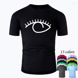 Men's T Shirts Eyes Line Art O Neck Cotton Shirt Men And Woman Unisex Summer Short Sleeve Designed Simple Style Casual Tee M01026