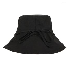 Wide Brim Hats Women Foldable Wired Sun Hat UV Protection Ribbon Bow Beach Bucket Cap