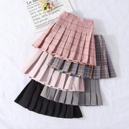 Skirts Girls Skirts Autumn Vintage Pleated 3 4 6 8 10 12 14 Yrs Spring Kids Skirt Plaid Skirts School Teens Girl Children Clothin 230419