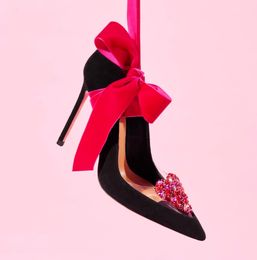 Heart Shape Gems Splicing PVC Stiletto Dress Shoes Rhinestone Pointy Slip-on Elegant Sexy women's Party Pumps