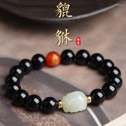 Strand SNQPKELA Kelan Obsidian Pixiu Bracelet For Wealth Transfer Men's Hand String Buddha Beads Year Gift