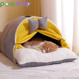 kennels pens Winter Warm Cat House Super Soft Cosy Sleeping Cave Thicken Cute Kitten Puppy Tents Windproof Bed Nest Pet Supplies 231118