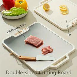 1pc Cutting Board, Household Stainless Steel Double-sided Cutting Board Pattern Board, Kitchen Serving Board, Kitchen Utensils