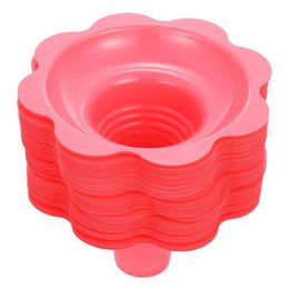 Ice Cream Tools 100Pcs Dessert Packaging Bowl Disposable Yoghourt Cup Holder ice cream cup shaved sand bowl flower 230418