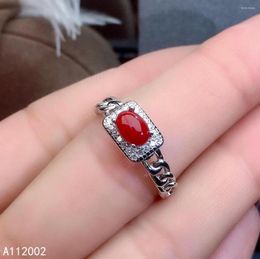 Cluster Rings KJJEAXCMY Fine Jewelry Natural Red Coral 925 Sterling Silver Women Adjustable Gemstone Ring Support Test Lovely