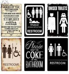 Toilet Sign Plaque Metal Vintage Bathroom Metal Sign Tin Sign Wall Decor for Toilet Bathroom Restroom4837328