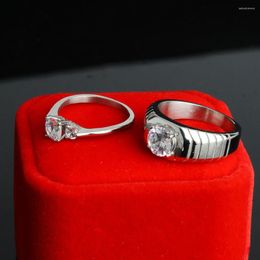 Wedding Rings Shinning Cubic Zirconia Ring 316L Stainless Steel Couple Forever Love For Romantic Not Fade Drop