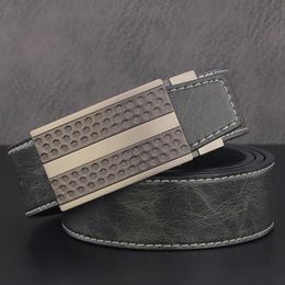 Belts High Quality Gray Slide Buckle Designer Men Fashion Green Genuine Leather Cowboy Cinto Masculino Color