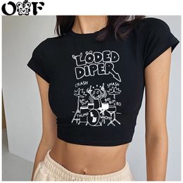 Womens TShirt Y2K Costume Beautiful Summer Baby Street Style Gothic Harajuku loded diper Letter Pattern emo Retro Cut Women 230419