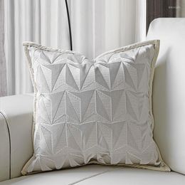 Pillow DUNXDECO Ivory Grey 3D Geometric Jacquard Cover Decorative Case Artistic Modern Simple Luxury Sofa Chair Coussin