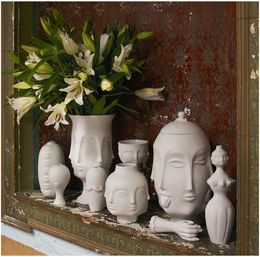 Lady Men Face Head Planter Vase Face Flower Human Succulent Pot Home Garden Ornament Ceramic Crafts7263238