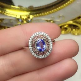 Cluster Rings Real And Natural Tanzanite 925 Sterling Silver Fine Jewellery Birthday Gift