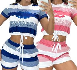 Two 2 Piece Short Sets Tracksuits designer Contrast Patchwork Zipper Tanks Tops Drawstring Shorts Matching Outfits