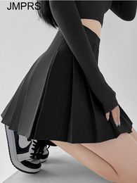 Skirts Jmprs High Waist Women Mini Skirt Summer Slim A Line Pleated Skirt Fashion Button Jk Girls Student White Dancing Skirt 230419