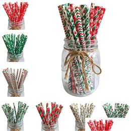 Drinking Straws Christmas Sts Cartoon Disposable Paper St Creative Props Party Banquet Decoration Supplies Drop Deli Dhgarden Dhuxt