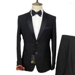 Men's Suits Black 2 Piece Set Costume Homme Ensembles Slim Tuxedo Coat Blazer Pants Formal Evening Dinner Business Wedding Groom Mens Suit