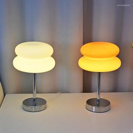 Table Lamps Glass Egg Tart Mushroom Design Led Lamp Bedroom Bedside Lights Study Macaron Desk Night Home Decoration