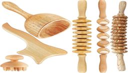 Full Body Massager Wooden Maderotherapy Back Roller Wheel Anticellulite Gua Sha Tools Kit For Reductive 2211017779821