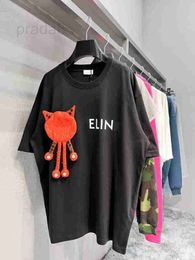 Men's Casual Shirts designer High version 22ss summer new, with English letters printed on the front, big eyed monster pin, button doll, short sleeve XGVO