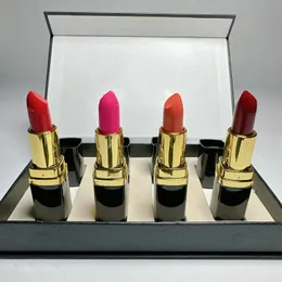 Luxury Brand Makeup Professional Lip Makeup Matte Lipstick Set 4 Colour Lips Cosmetic Black Tube 4pcs/Kit High Quality Lip stick