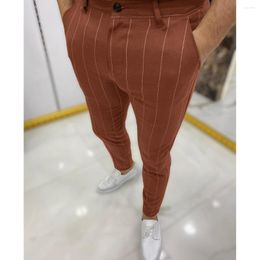 Men's Pants Fashion Men's Slim Fit Striped Business Formal Pencil Casual Office Skinny Long Straight Joggers Sweat Trousers