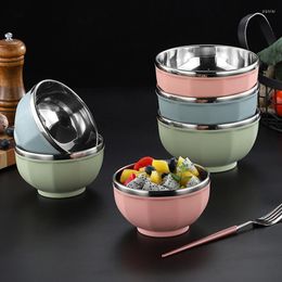 Bowls 304 Stainless Steel Anti-Scalding Children's Bowl Double Layer Instant Noodle Fruits Container Kitchen Tableware