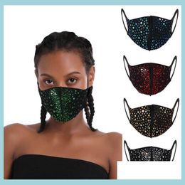 Designer Masks Face Mask Glitter Sequin Ering Sparkly Washable Reusable Bling Ers Luxury Soft Cotton Drop Delivery Home Garden House Dhpb0