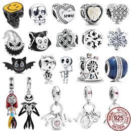 925 Sterling Silver Pandora Heart Charm Pearl Bracelet Skull Pendant Is Suitable for Original DIY Bracelet Fashion Jewellery Accessories Free Delivery