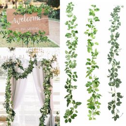 Decorative Flowers 200cm Artificial Leaves Garland Green Silk Hanging Vines Foliage Fake Plants For Wedding Party Home Room Garden DIY