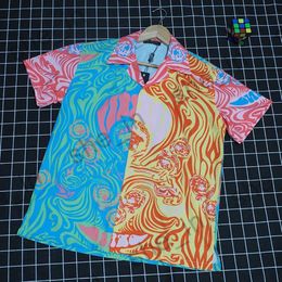 Man Casual Shirts Summer Fashion Shirt Classic Letters Short Sleeve Womens Stylish Full Print Blouse Mens Beach Tees Clothes