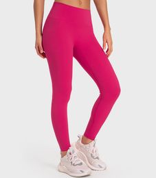 LU-108 Nude Yoga Outfits Align Pants Gym Leggings No Embarrass Line High Waist Fitness Sports Workout Tights