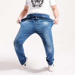Men's Jeans Men Extra Fat Tight Waist Loose Straight Pants Plus Size L--6XLMen's