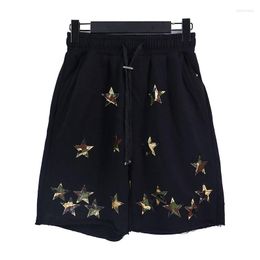 Men's Shorts High Quality Black Men Camouflage Shiny Star Stitching Sweatpants Social Club Outfits Short Hombre